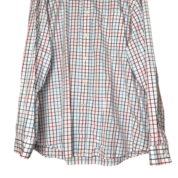 Barbour Large Checks Button Down Collar Shirt Cotton White Blue Long Sleeve XXL - Picture 7 of 13